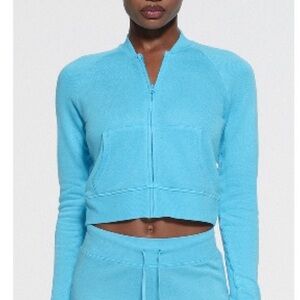 SKIMS Blue Cropped Zip-Up Top